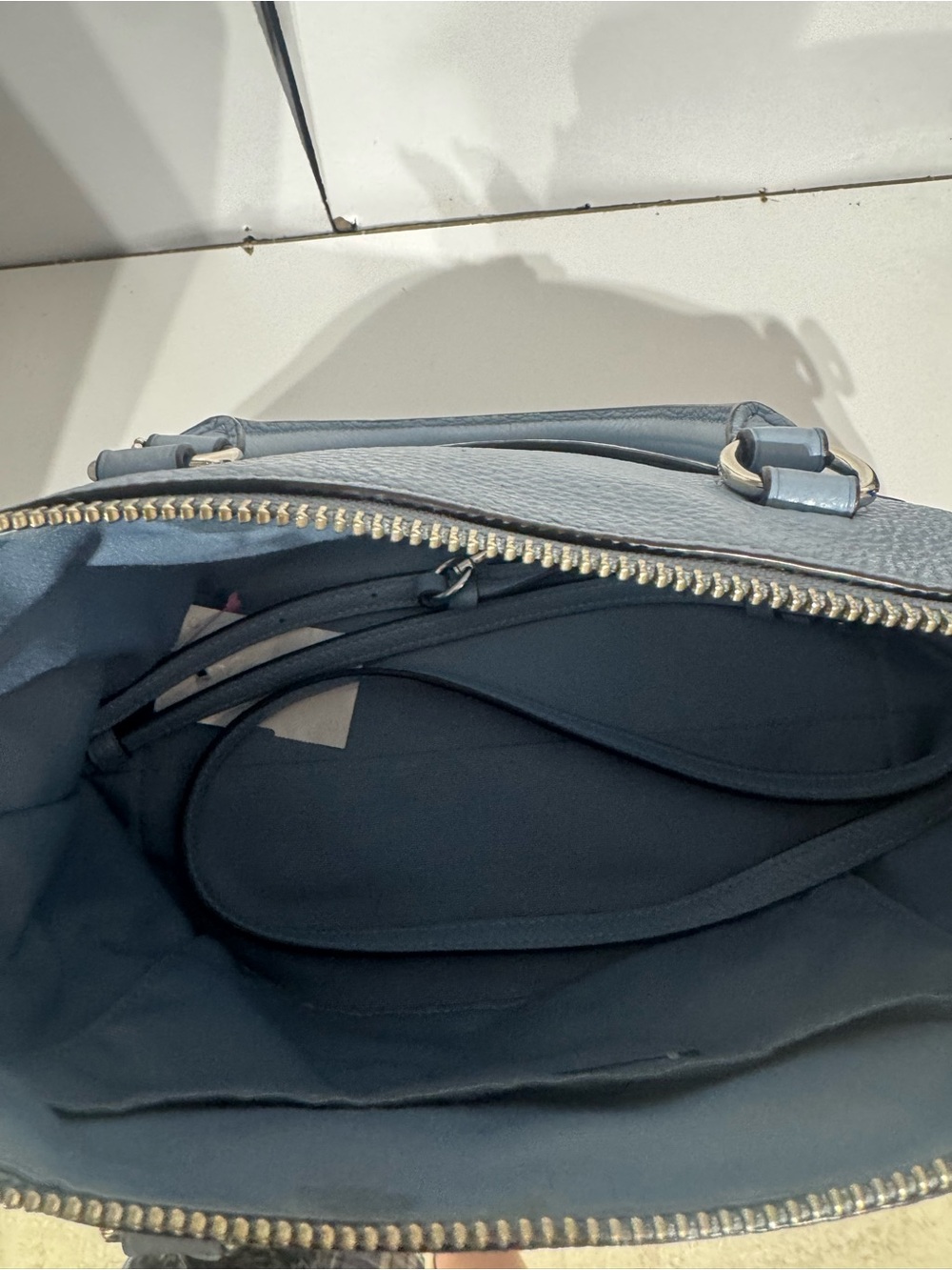 Coach Emma Light Blue Pebbled Leather Satchel with Silver Hardware - Picture 3 of 3